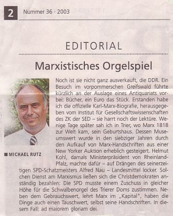 'Marxistisches Orgelspiel' - aus dem Rheinischen Merkur 2003